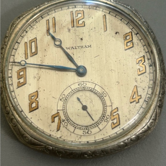 Waltham 1900’s Antique Gold Filled Mens Pocket Watch w Chain - Picture 7 of 8